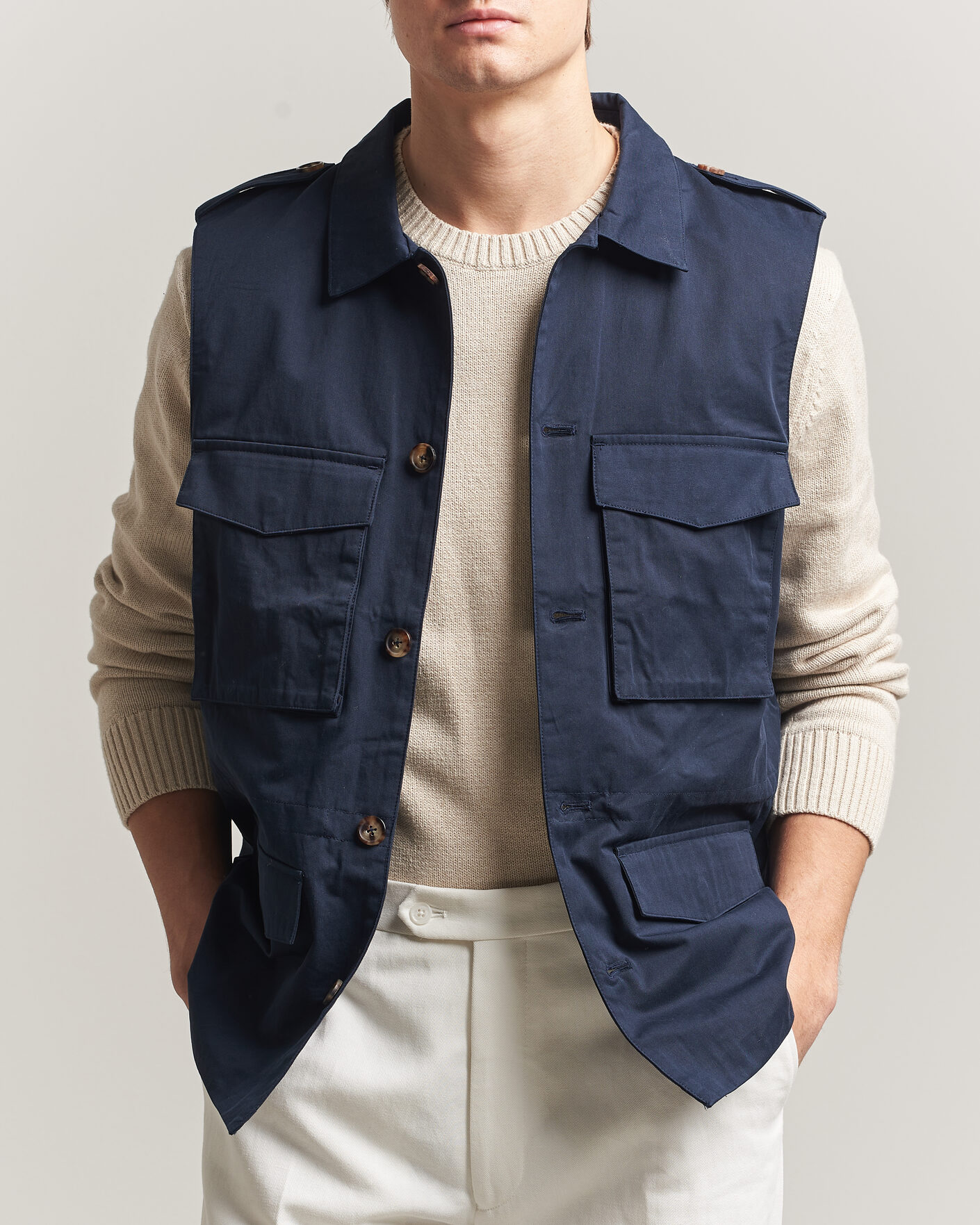 Herre | Veste | Stenströms | Cotton Twill Vest Navy