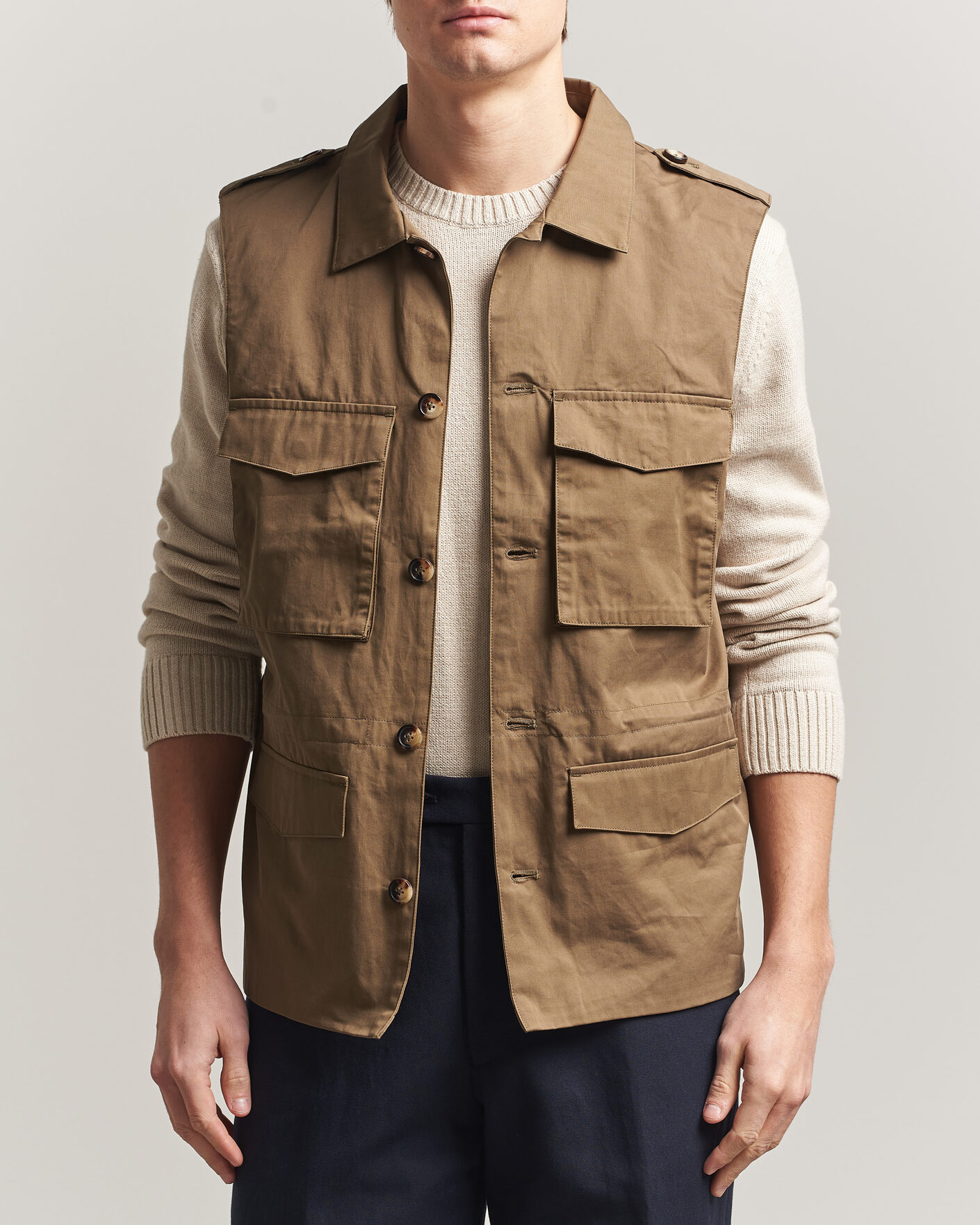 Herre | Veste | Stenströms | Cotton Twill Vest Olive