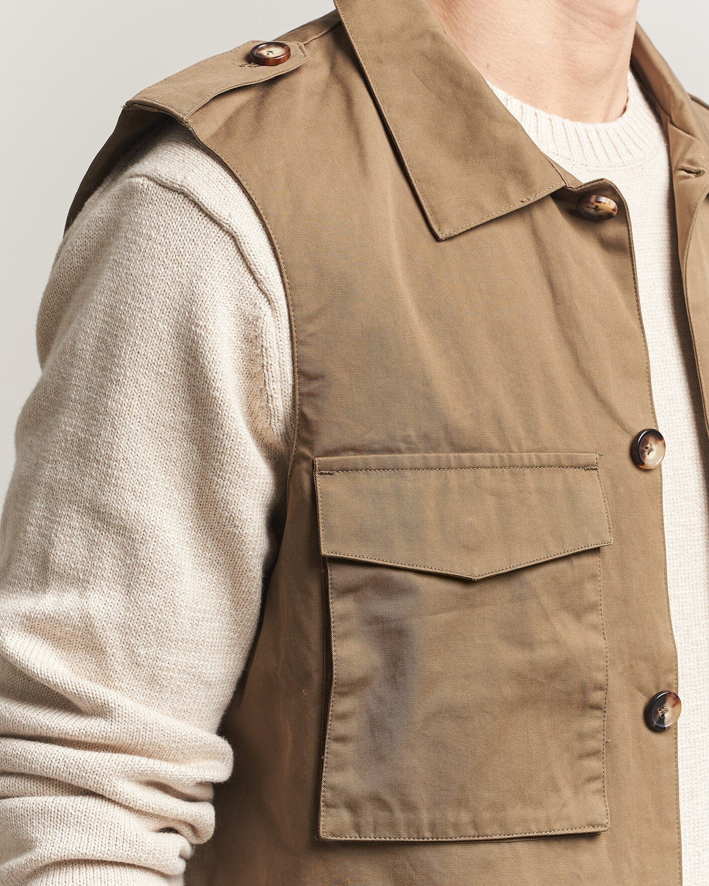 Herre | Veste | Stenströms | Cotton Twill Vest Olive