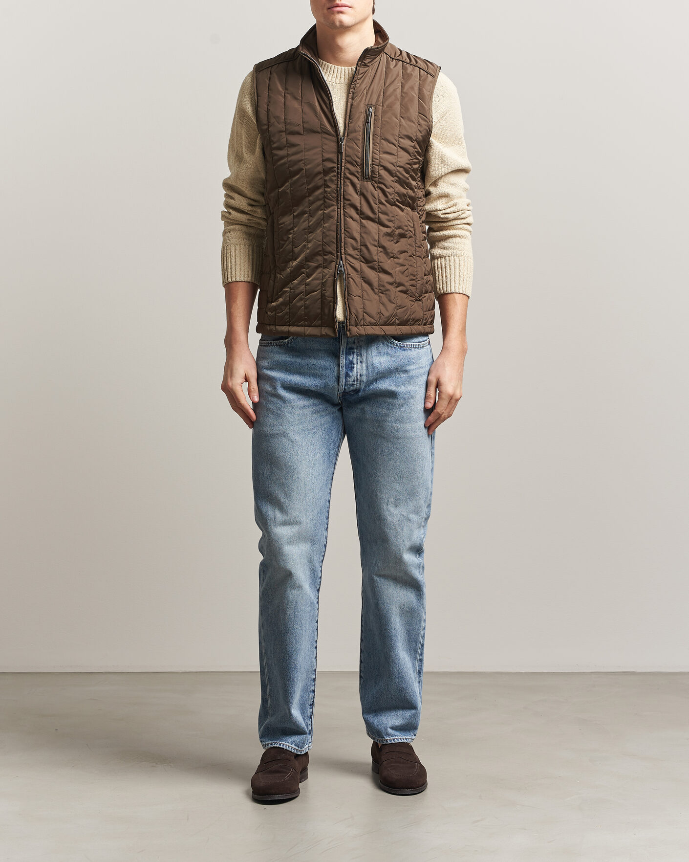 Herre | Veste | Stenströms | Nylon Quilted Light Padded Vest Olive