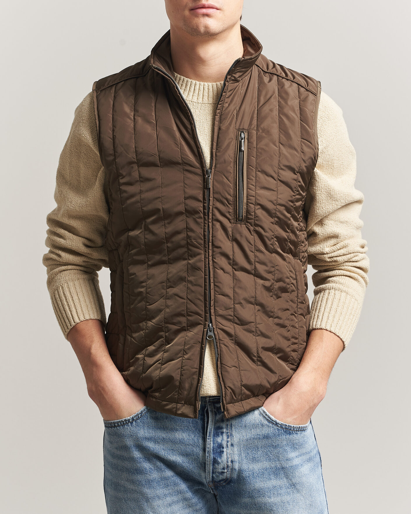 Herre | Veste | Stenströms | Nylon Quilted Light Padded Vest Olive