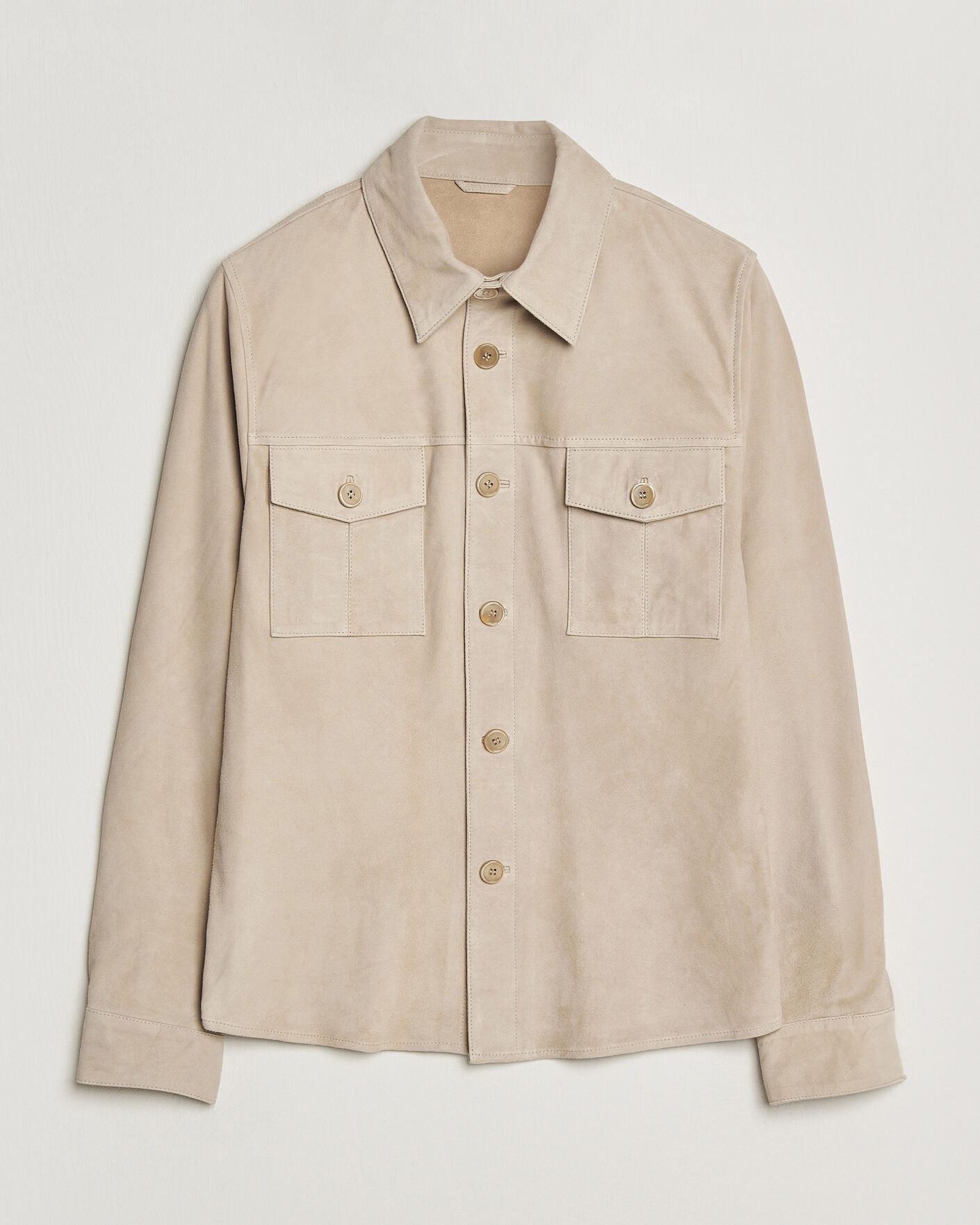 Herre | Jakker | Stenströms | Suede Pocket Overshirt Beige