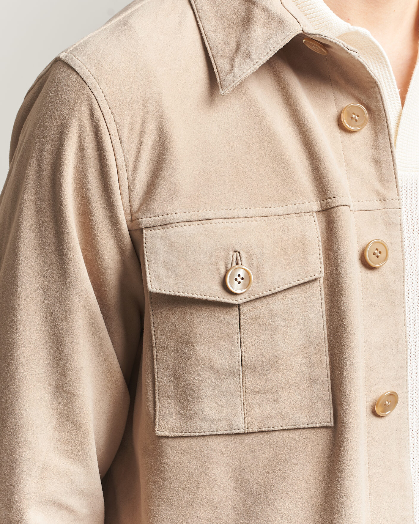 Herre | Jakker | Stenströms | Suede Pocket Overshirt Beige
