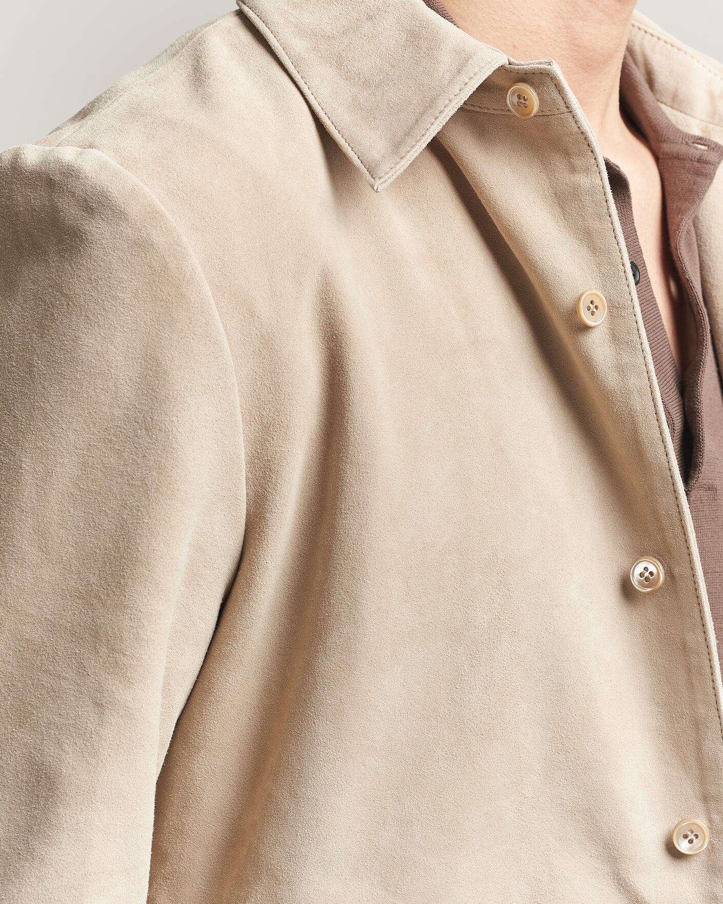 Herre | Jakker | Stenströms | Suede Overshirt Beige