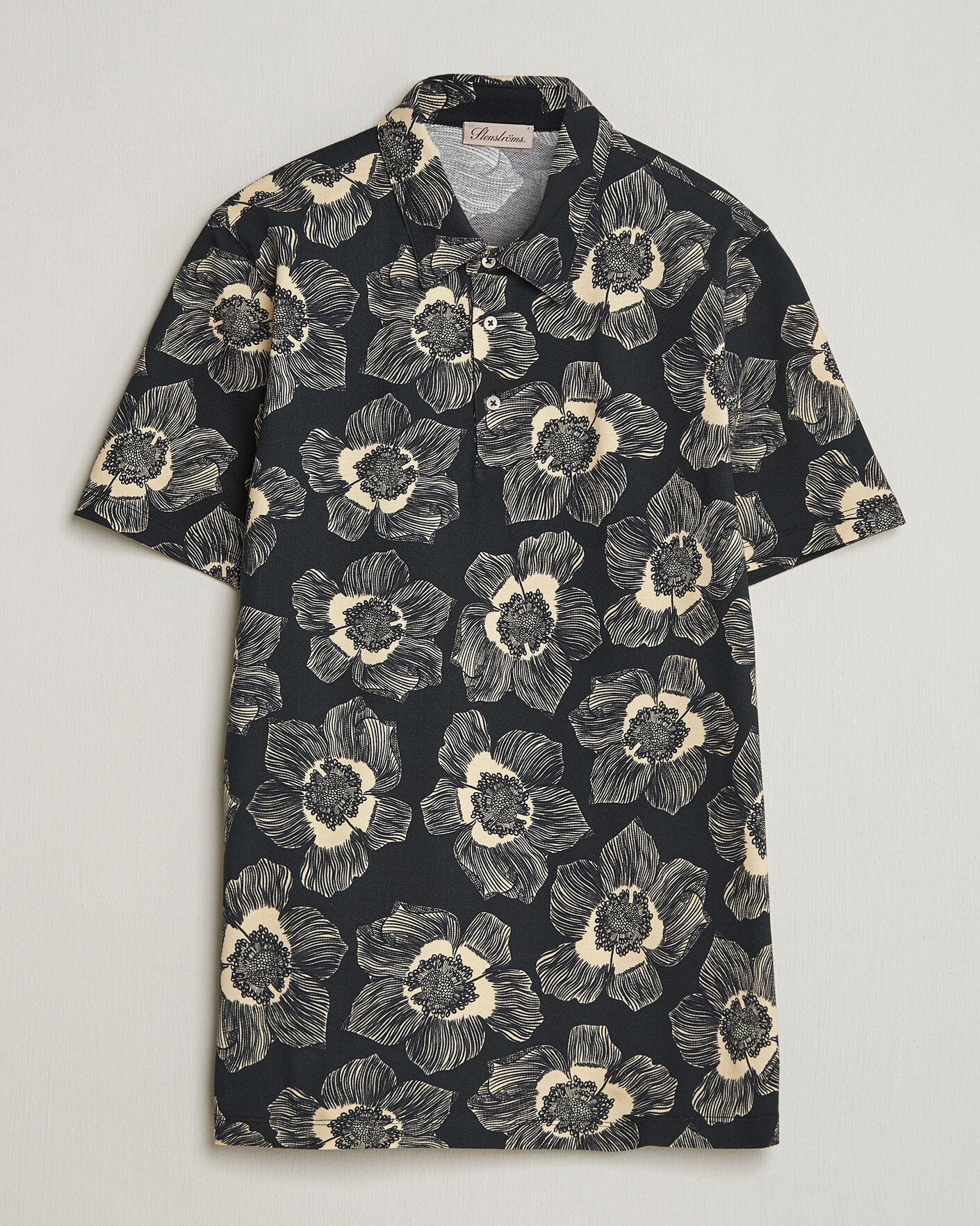 Herre | Polotrøjer | Stenströms | Printed Cotton Polo Black