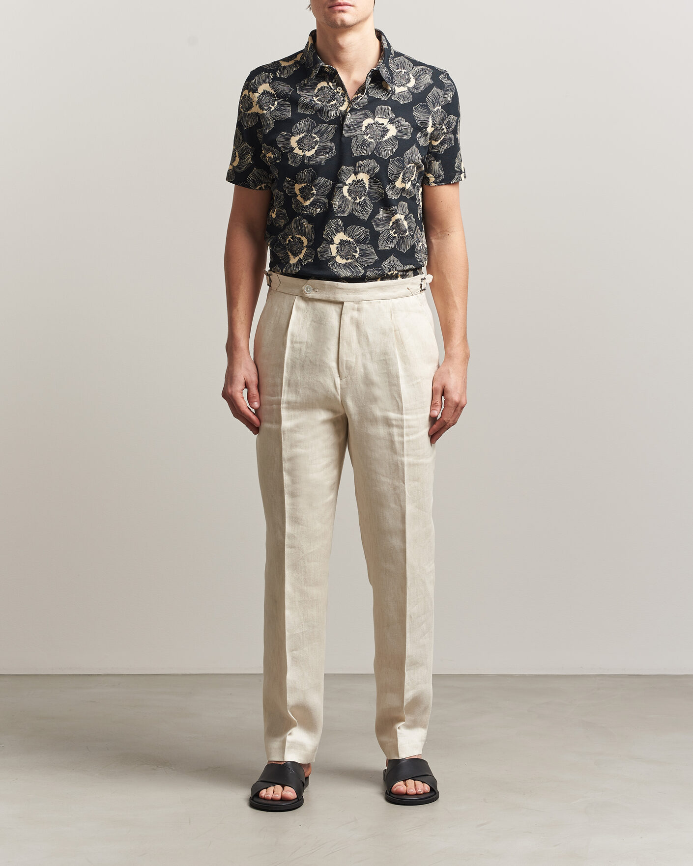 Herre | Polotrøjer | Stenströms | Printed Cotton Polo Black