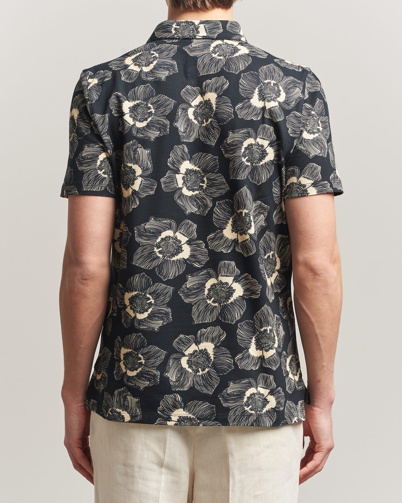 Herre | Polotrøjer | Stenströms | Printed Cotton Polo Black