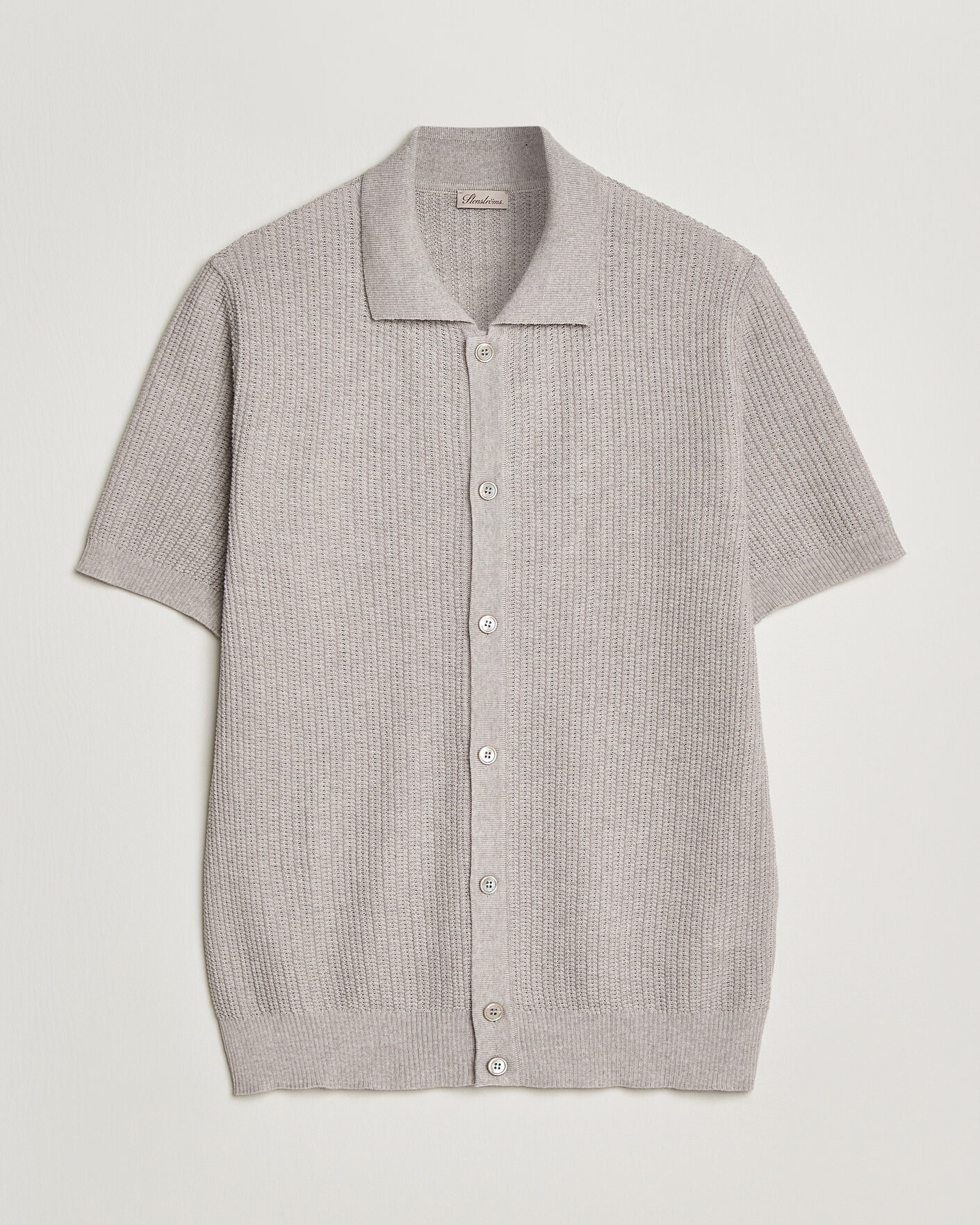 Herre | Polotrøjer | Stenströms | Knitted Buttonthru Merino Polo Shirt Grey