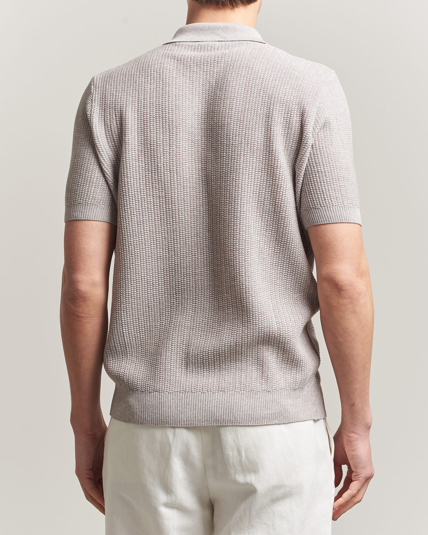 Herre | Polotrøjer | Stenströms | Knitted Buttonthru Merino Polo Shirt Grey
