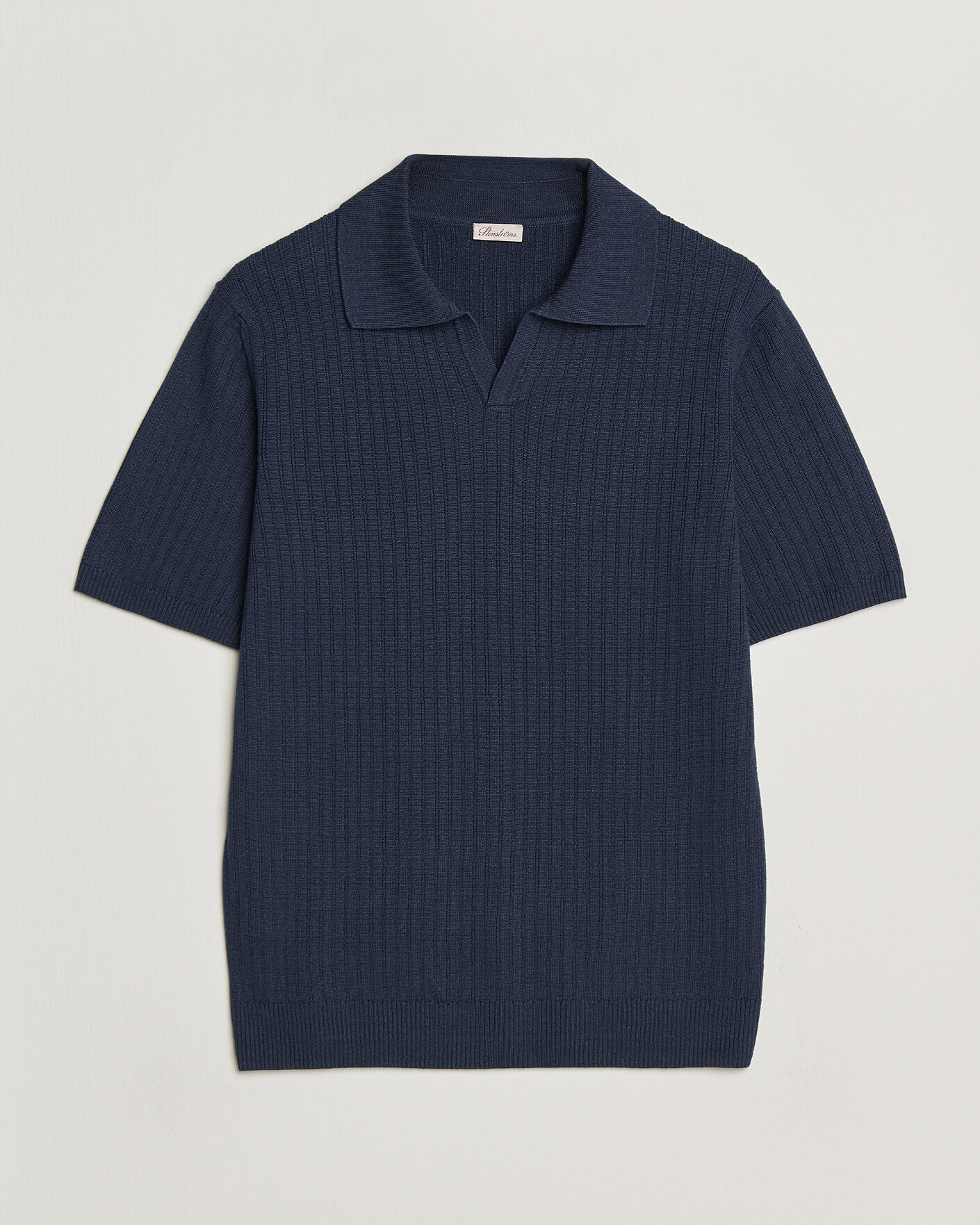 Herre | Polotrøjer | Stenströms | Linen/Merino Structured Polo Navy