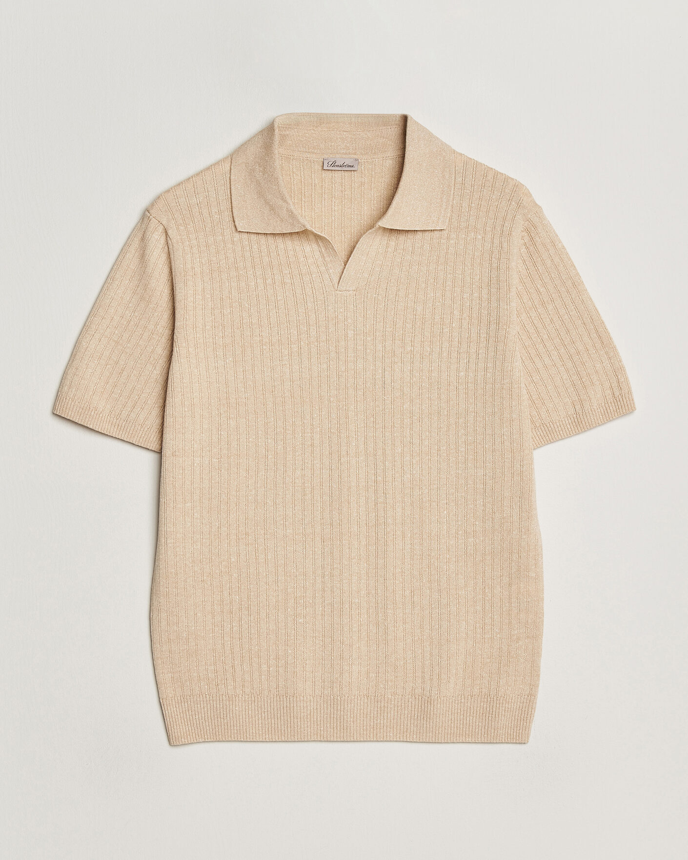 Herre | Polotrøjer | Stenströms | Linen/Merino Structured Polo Beige