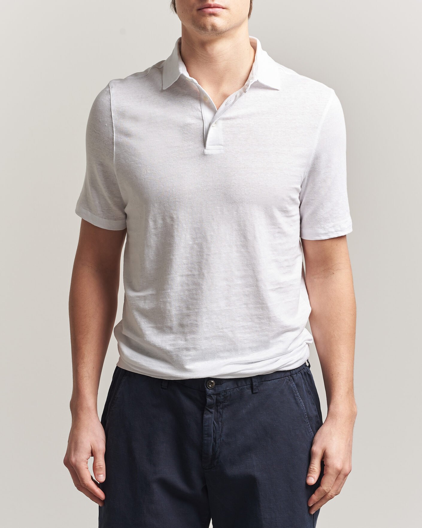 Herre | Polotrøjer | Stenströms | Linen Polo Shirt White