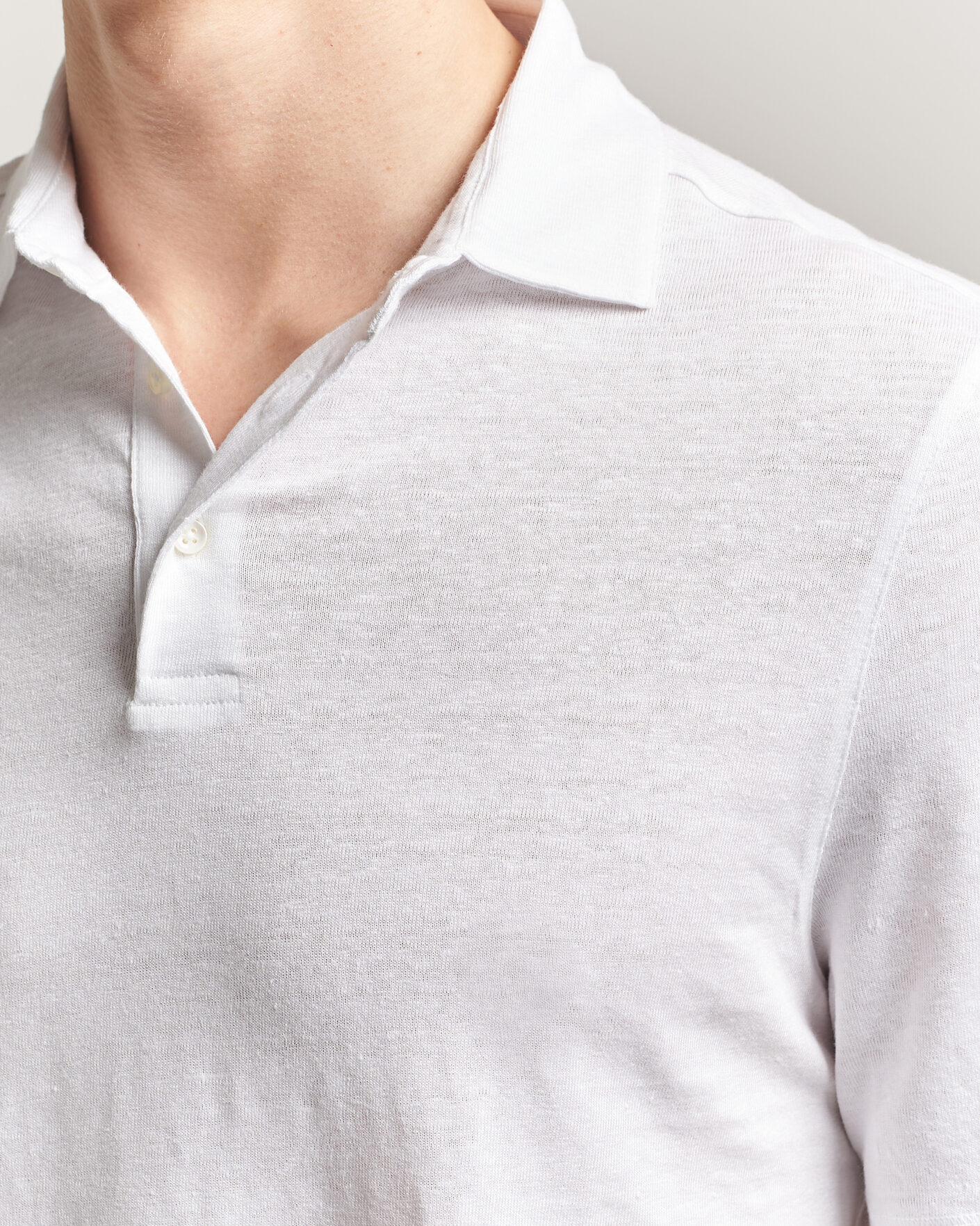 Herre | Polotrøjer | Stenströms | Linen Polo Shirt White