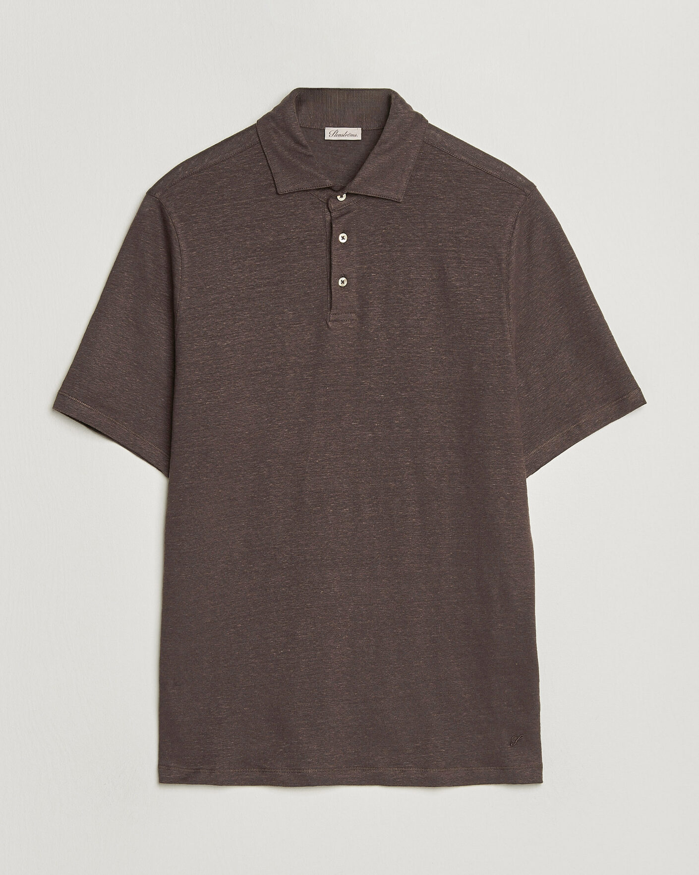 Herre | Polotrøjer | Stenströms | Linen Polo Shirt Dark Brown