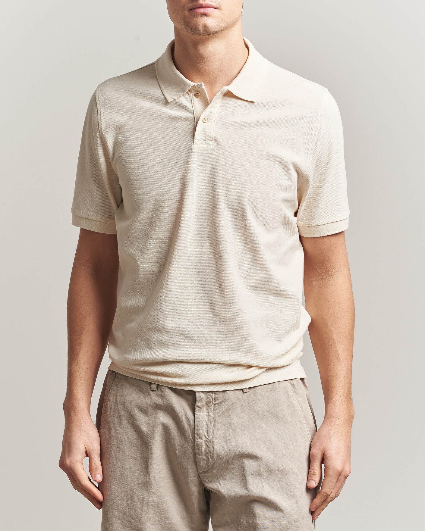 Herre | Polotrøjer | Stenströms | Organic Cotton Piquet Polo Shirt Beige