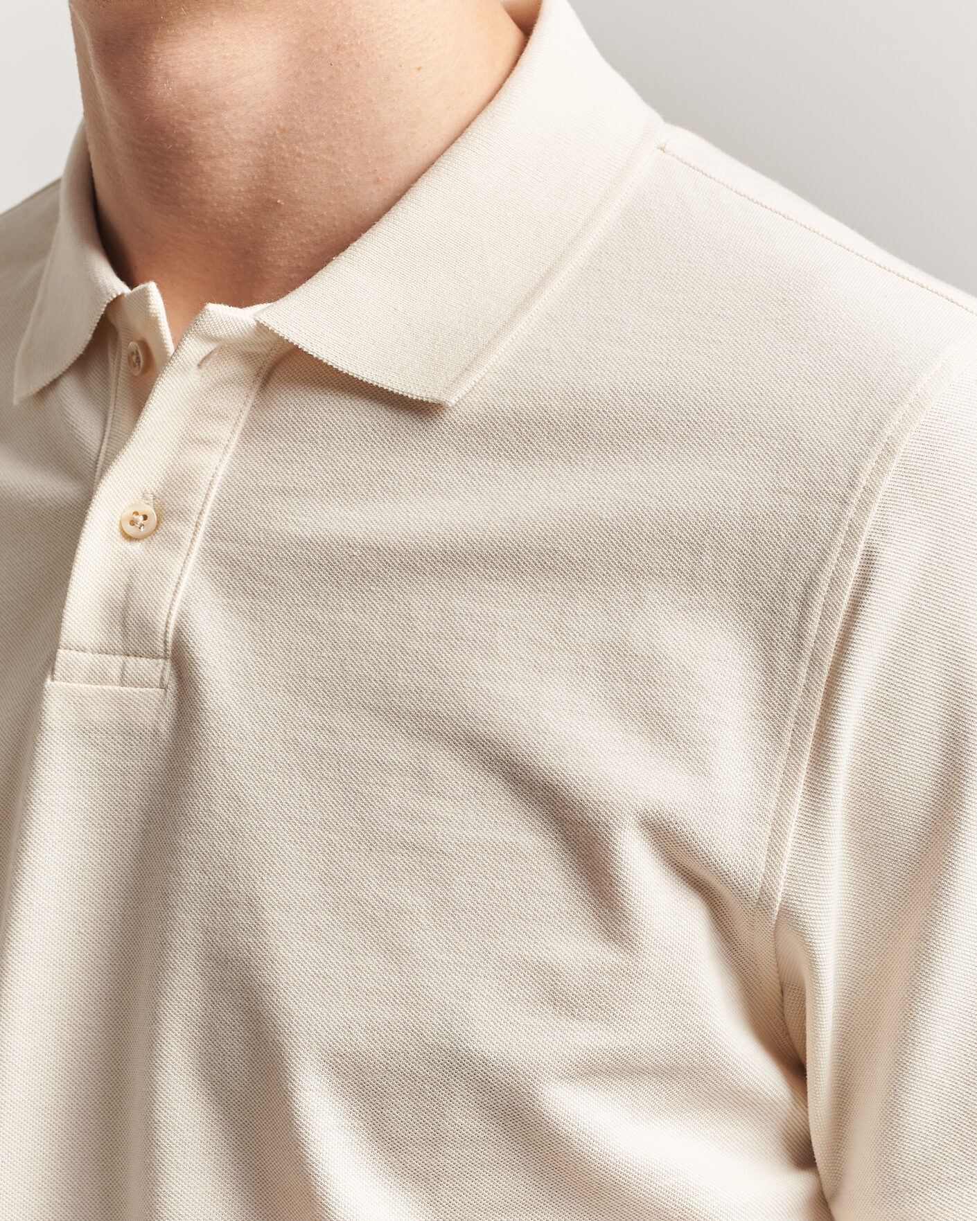 Herre | Polotrøjer | Stenströms | Organic Cotton Piquet Polo Shirt Beige