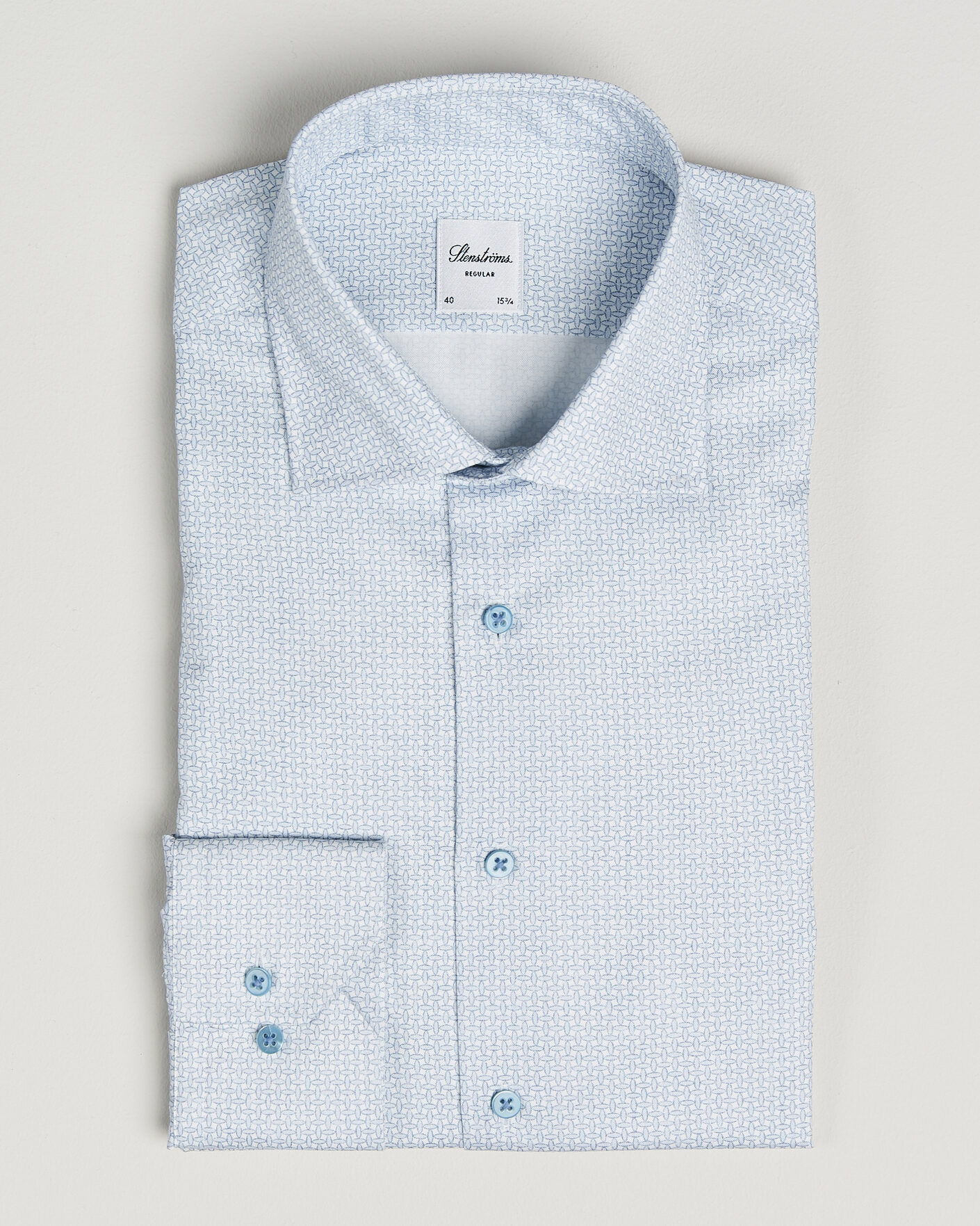 Herre | Skjorter | Stenströms | Regular Fit Micro Printed Twill Shirt Light Blue