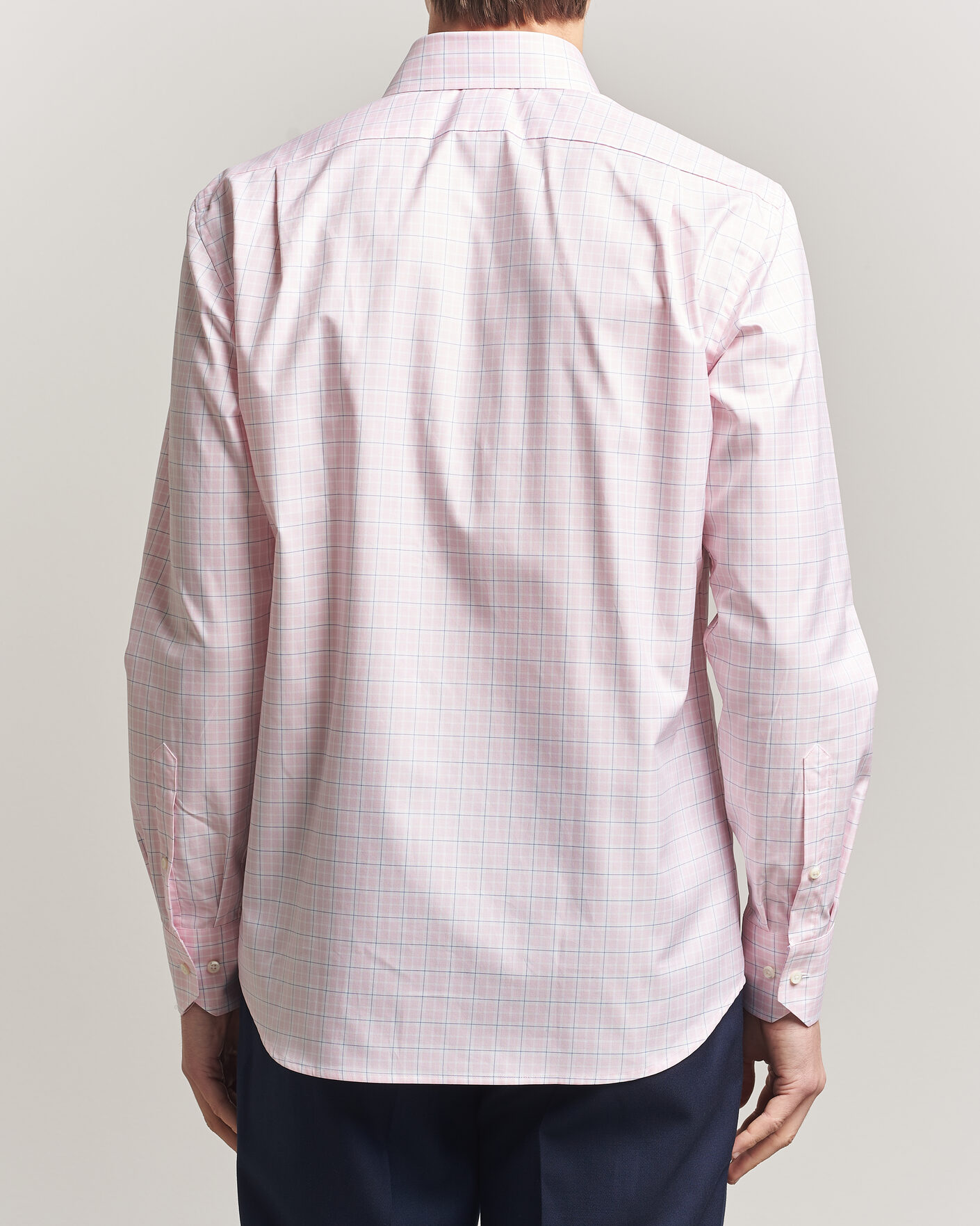 Herre | Skjorter | Stenströms | Regular Fit Over Check Cotton Shirt Pink