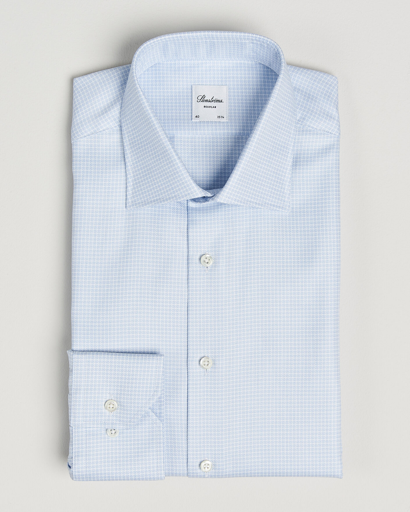 Herre | Skjorter | Stenströms | Regular Fit Micro Structure Shirt Light Blue
