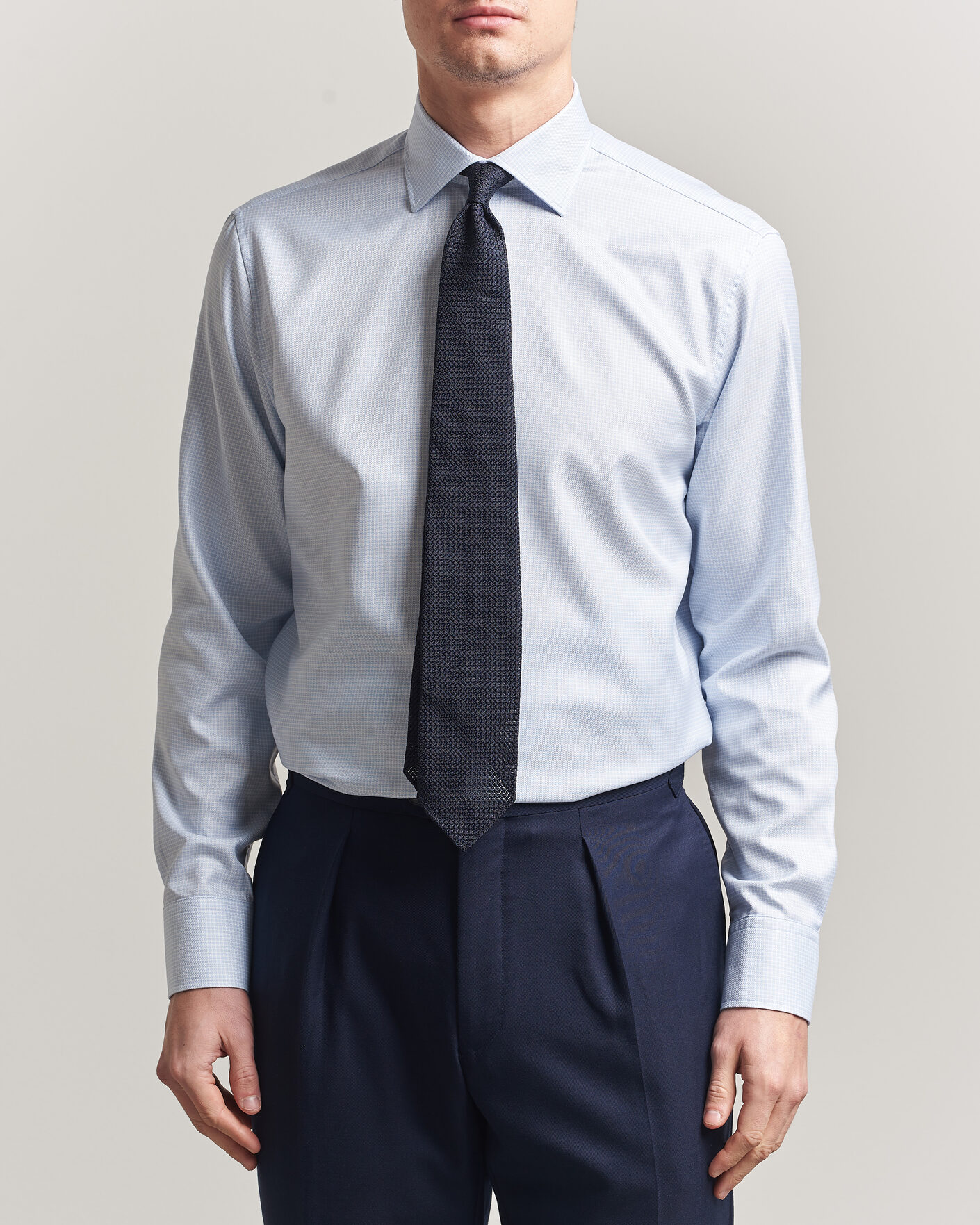 Herre | Skjorter | Stenströms | Regular Fit Micro Structure Shirt Light Blue