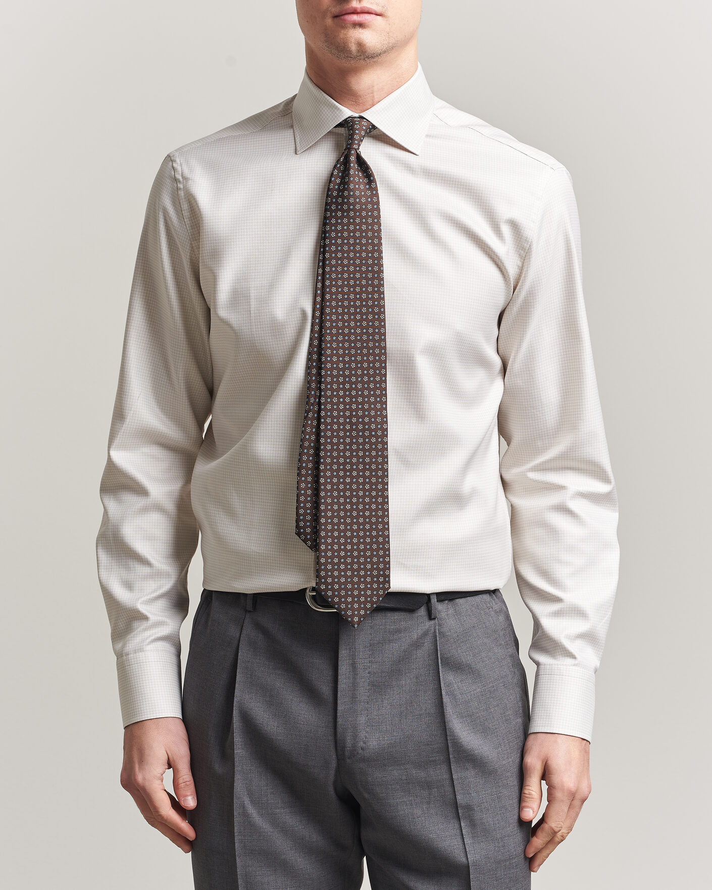 Herre | Skjorter | Stenströms | Regular Fit Micro Structure Shirt Beige