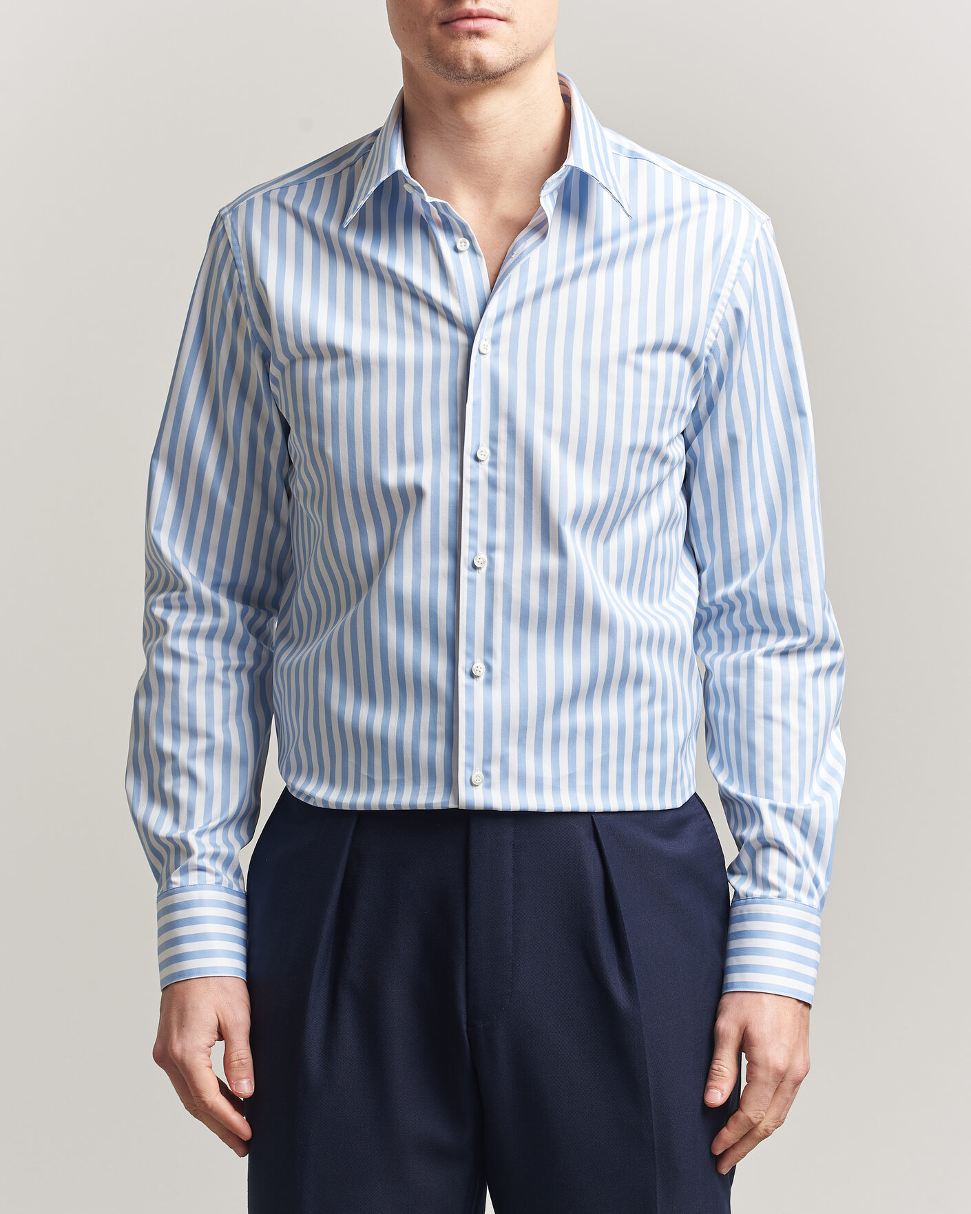 Herre | Skjorter | Stenströms | Regular Fit Striped Pointed Collar Shirt Blue