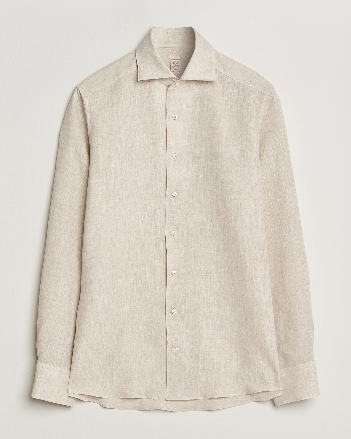 Herre | Skjorter | Stenströms | 1899 Linen One Piece Collar Shirt Beige