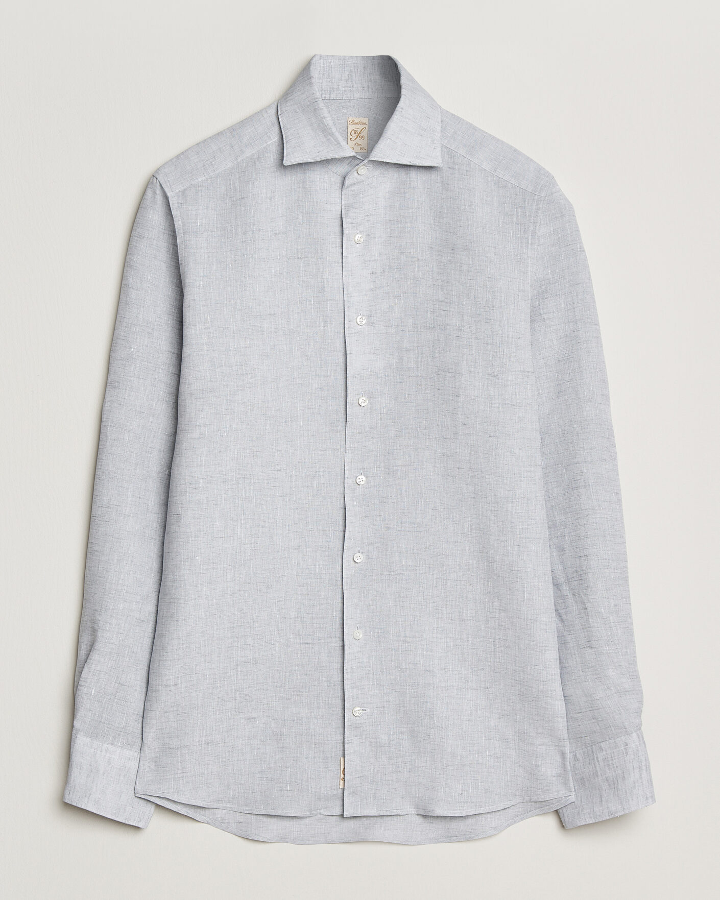 Herre | Skjorter | Stenströms | 1899 Linen One Piece Collar Shirt Grey