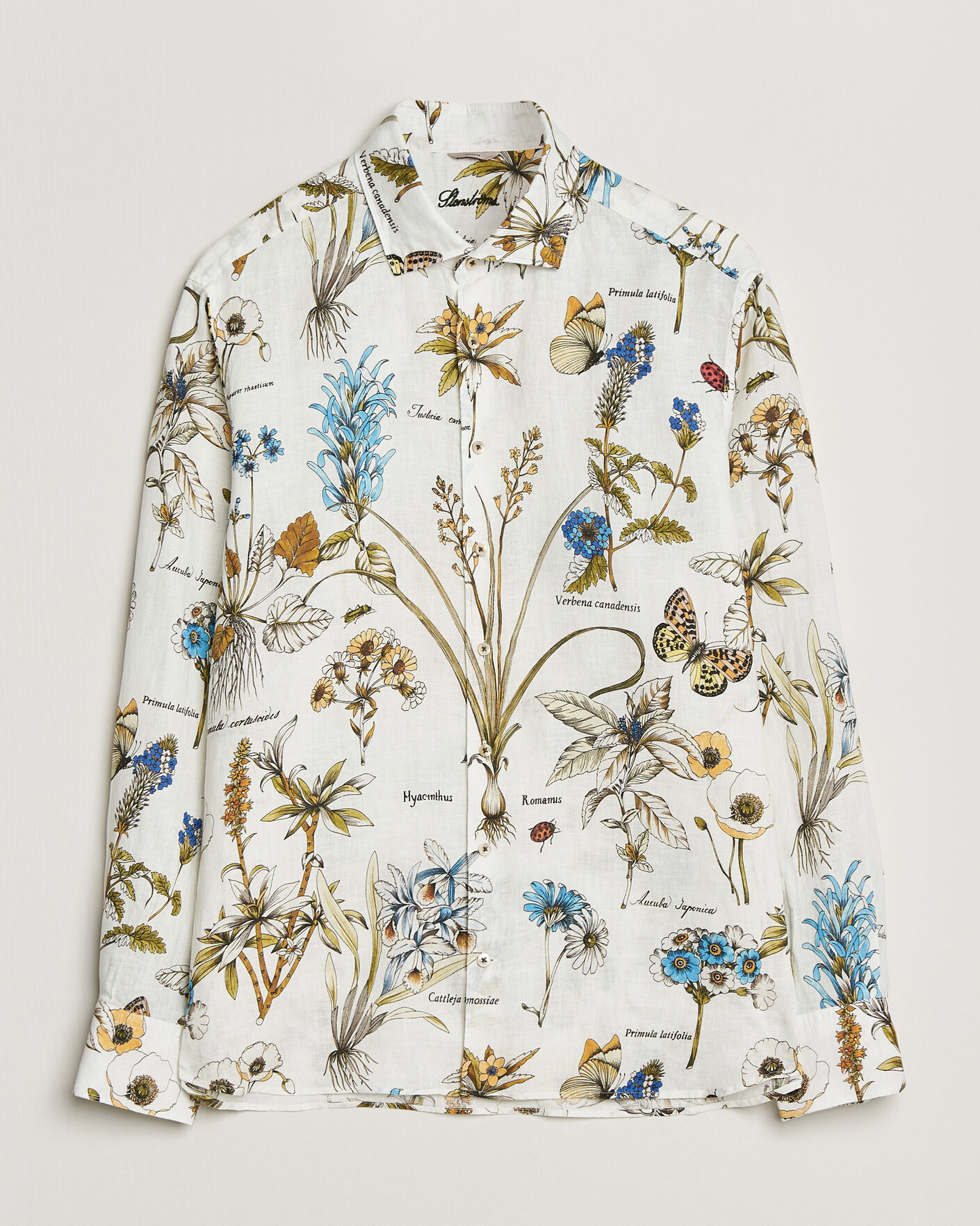 Herre | Skjorter | Stenströms | Reglar Fit Botanical Print Linen Shirt Multi