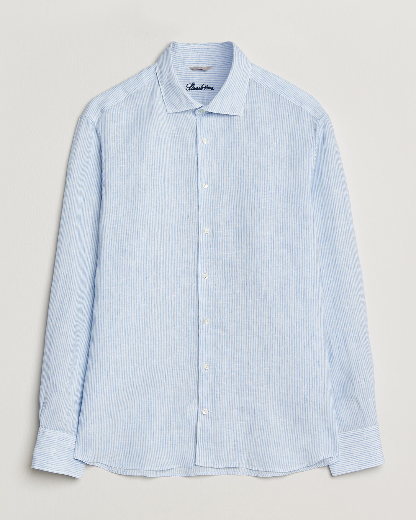 Herre | Skjorter | Stenströms | Regular Fit Thin Striped Linen Shirt Light Blue