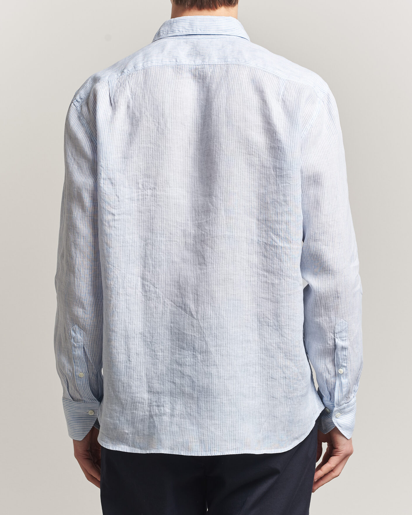 Herre | Skjorter | Stenströms | Regular Fit Thin Striped Linen Shirt Light Blue