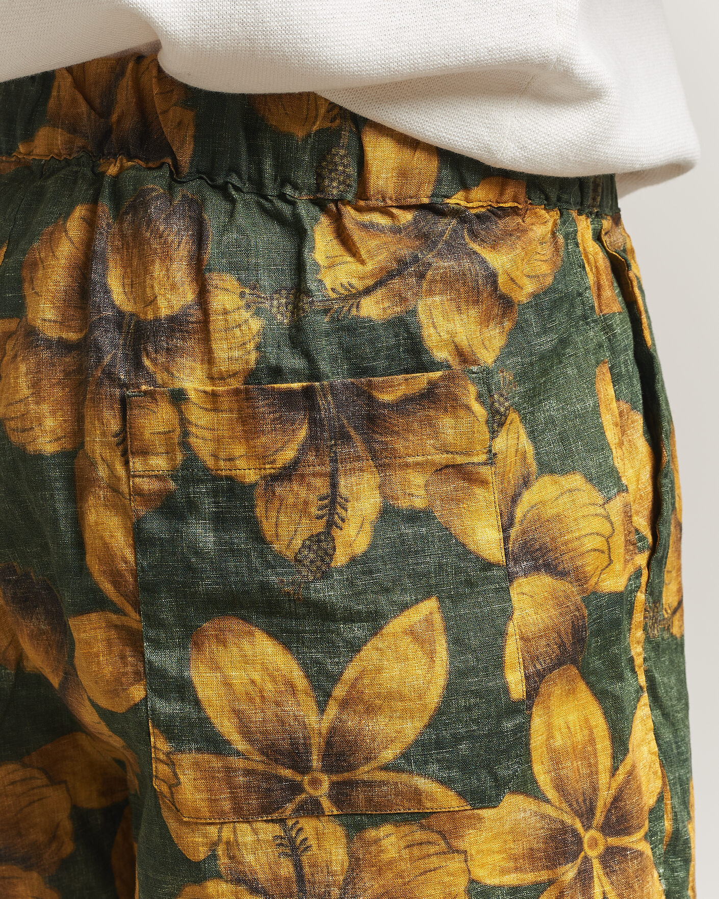 Herre | Shorts | Stenströms | Flower Printed Linen Shorts Green