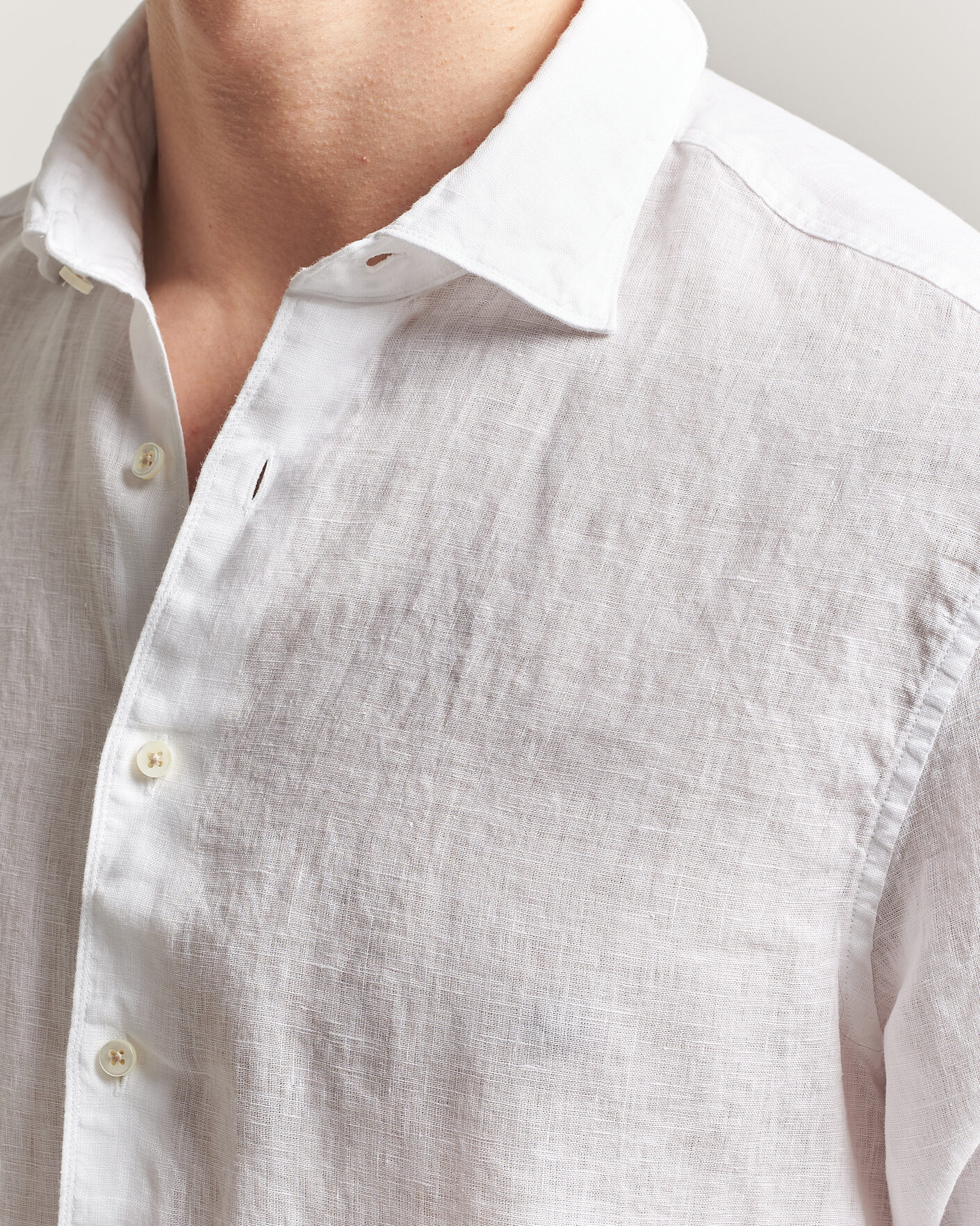 Herre | Skjorter | Stenströms | Regular Fit Cut Away Linen Shirt White
