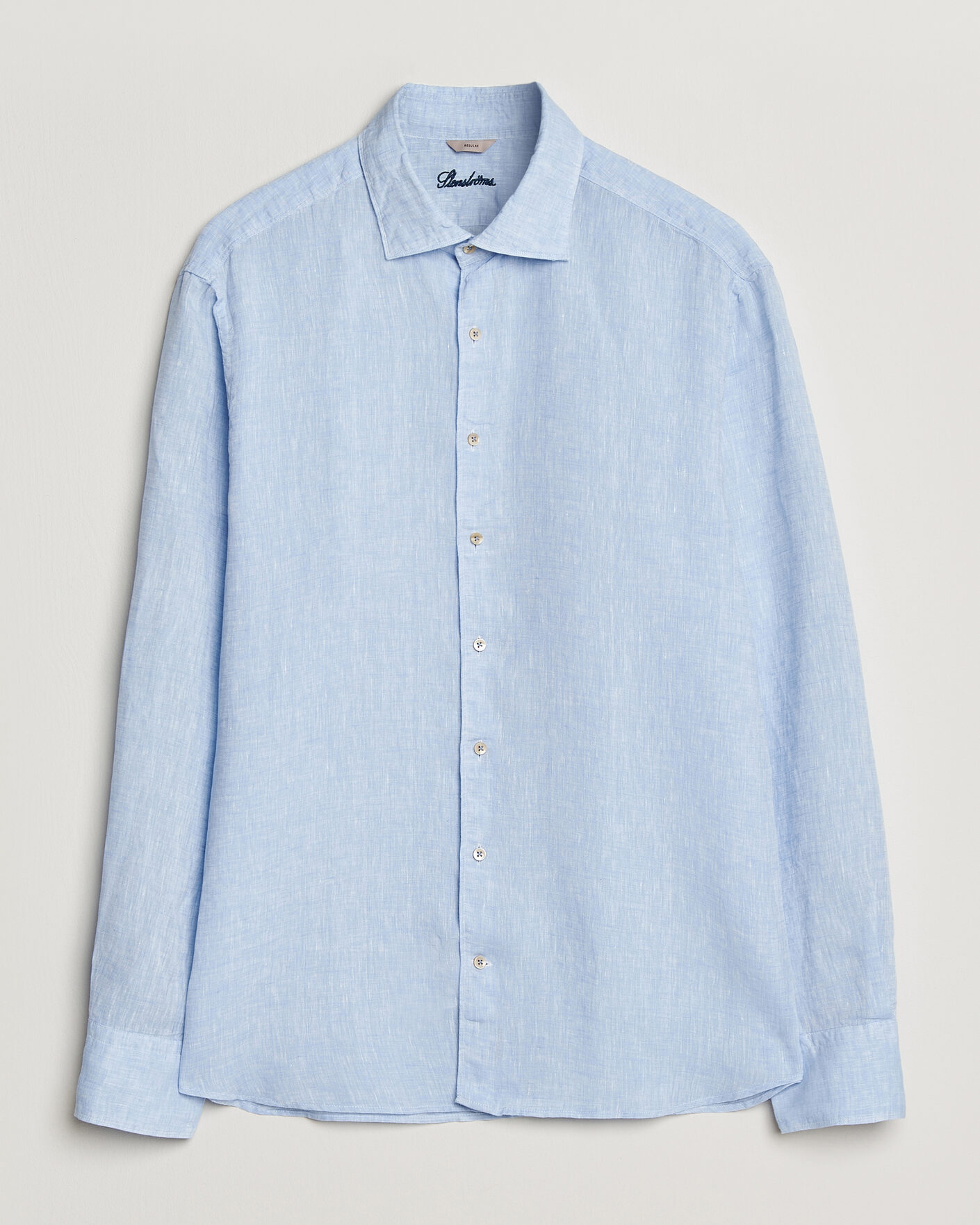 Herre | Skjorter | Stenströms | Regular Fit Cut Away Linen Shirt Light Blue