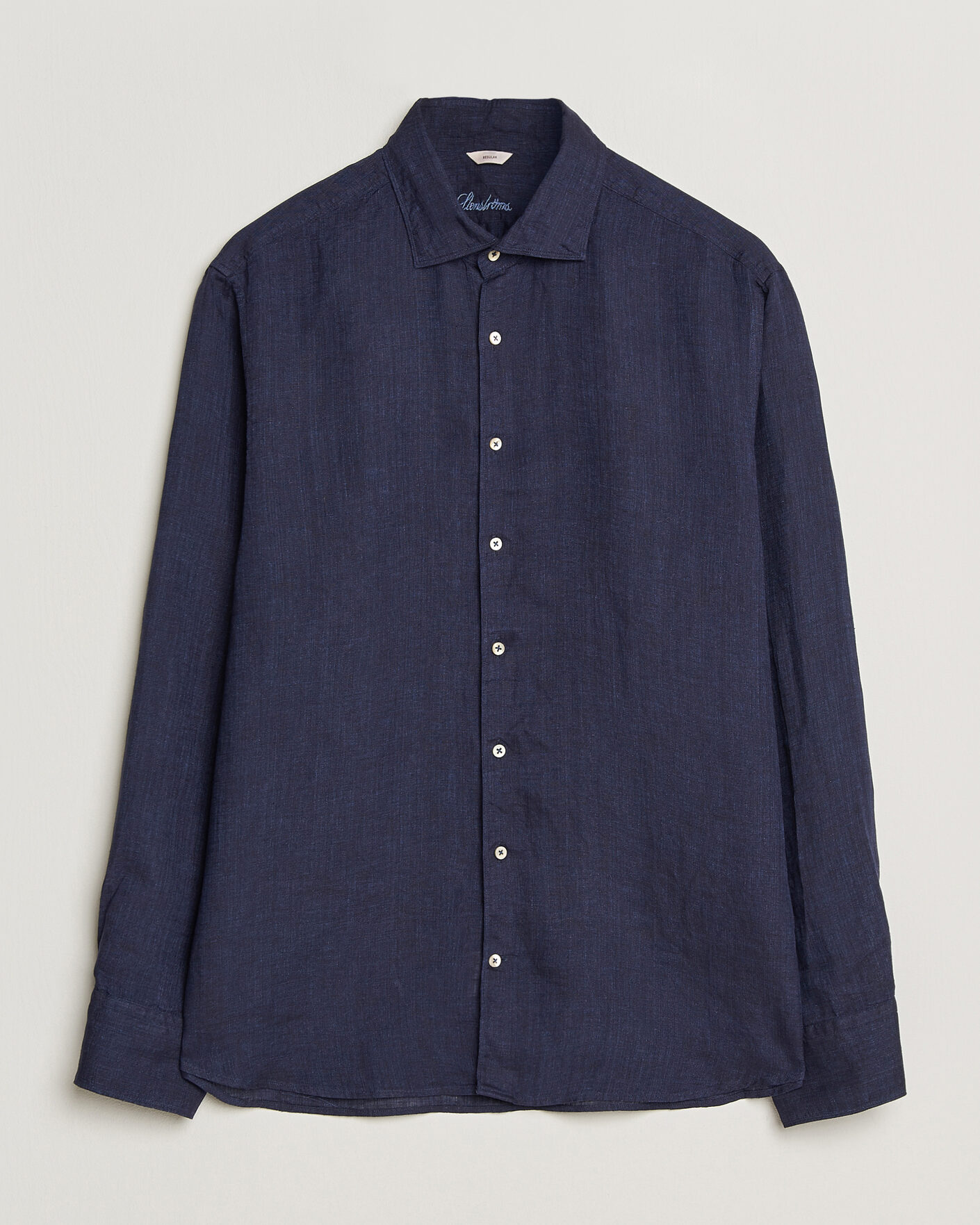 Herre | Skjorter | Stenströms | Regular Fit Cut Away Linen Shirt Navy
