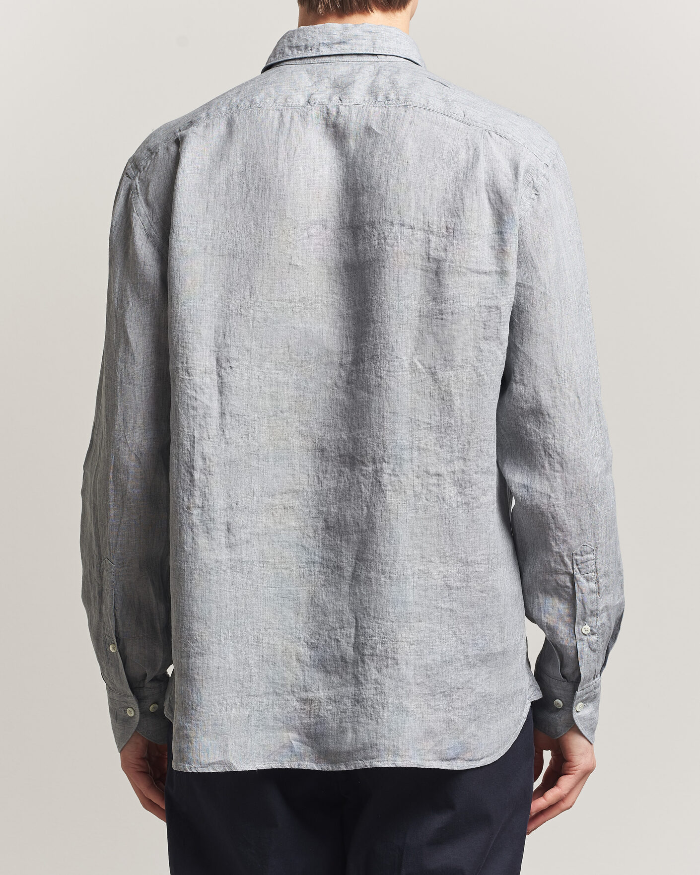 Herre | Skjorter | Stenströms | Regular Fit Cut Away Linen Shirt Grey