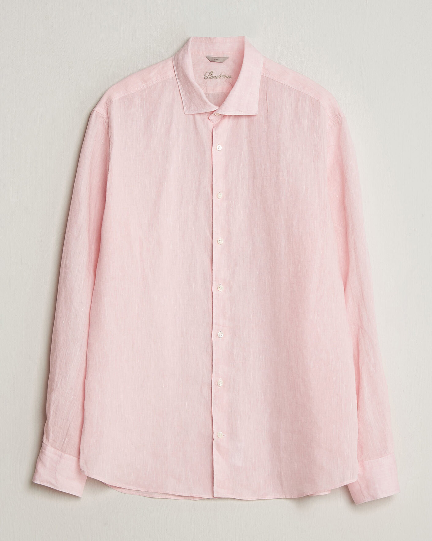 Herre | Skjorter | Stenströms | Regular Fit Cut Away Linen Shirt Soft Pink
