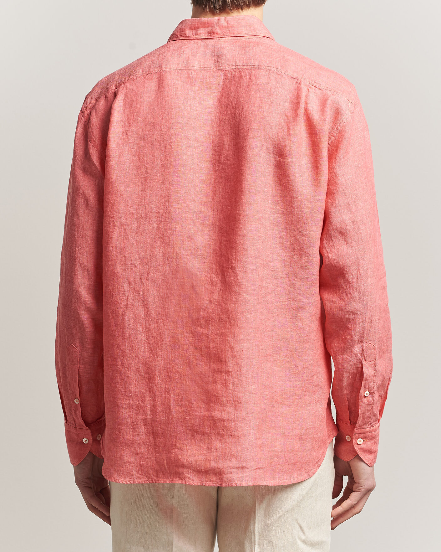 Herre | Skjorter | Stenströms | Regular Fit Cut Away Linen Shirt Raspberry