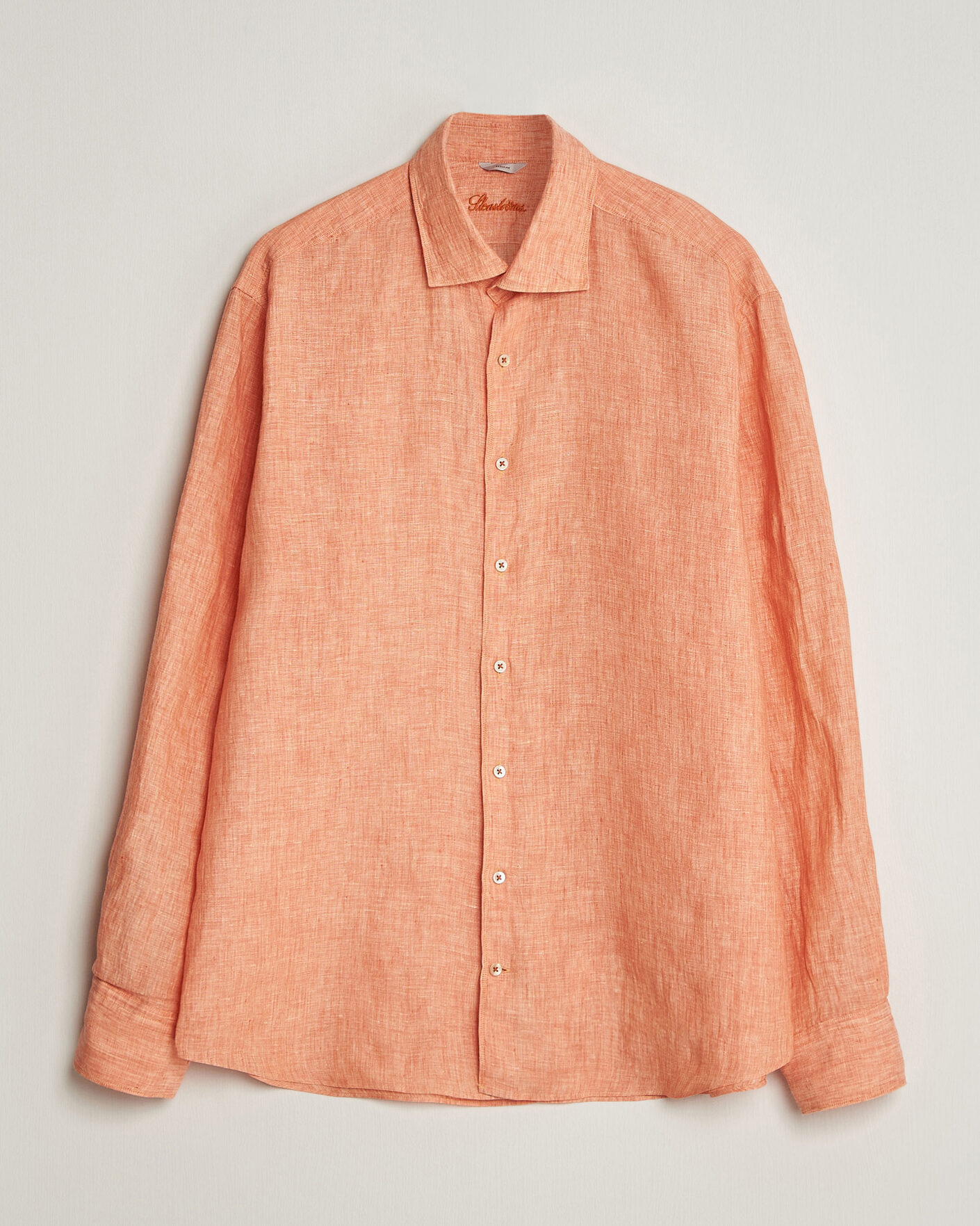 Herre | Skjorter | Stenströms | Regular Fit Cut Away Linen Shirt Orange