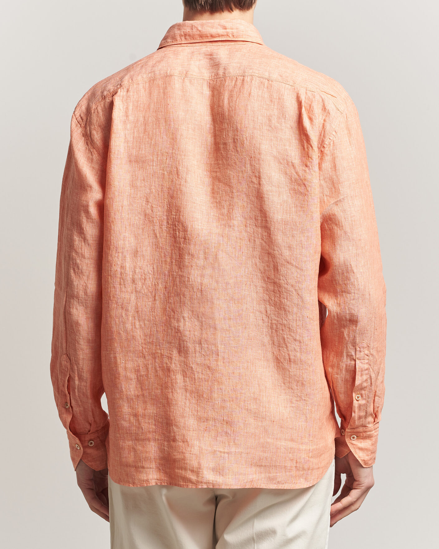 Herre | Skjorter | Stenströms | Regular Fit Cut Away Linen Shirt Orange