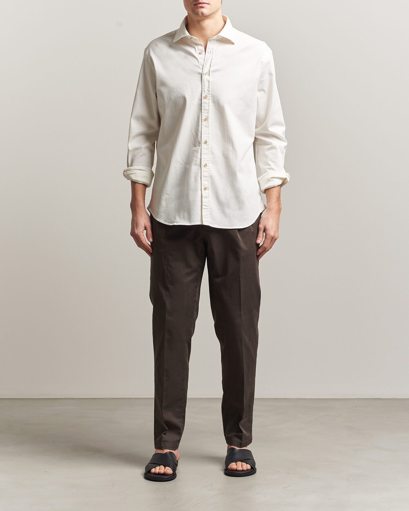 Herre | Skjorter | Stenströms | Regular Fit Garment Washed Denim Shirt White