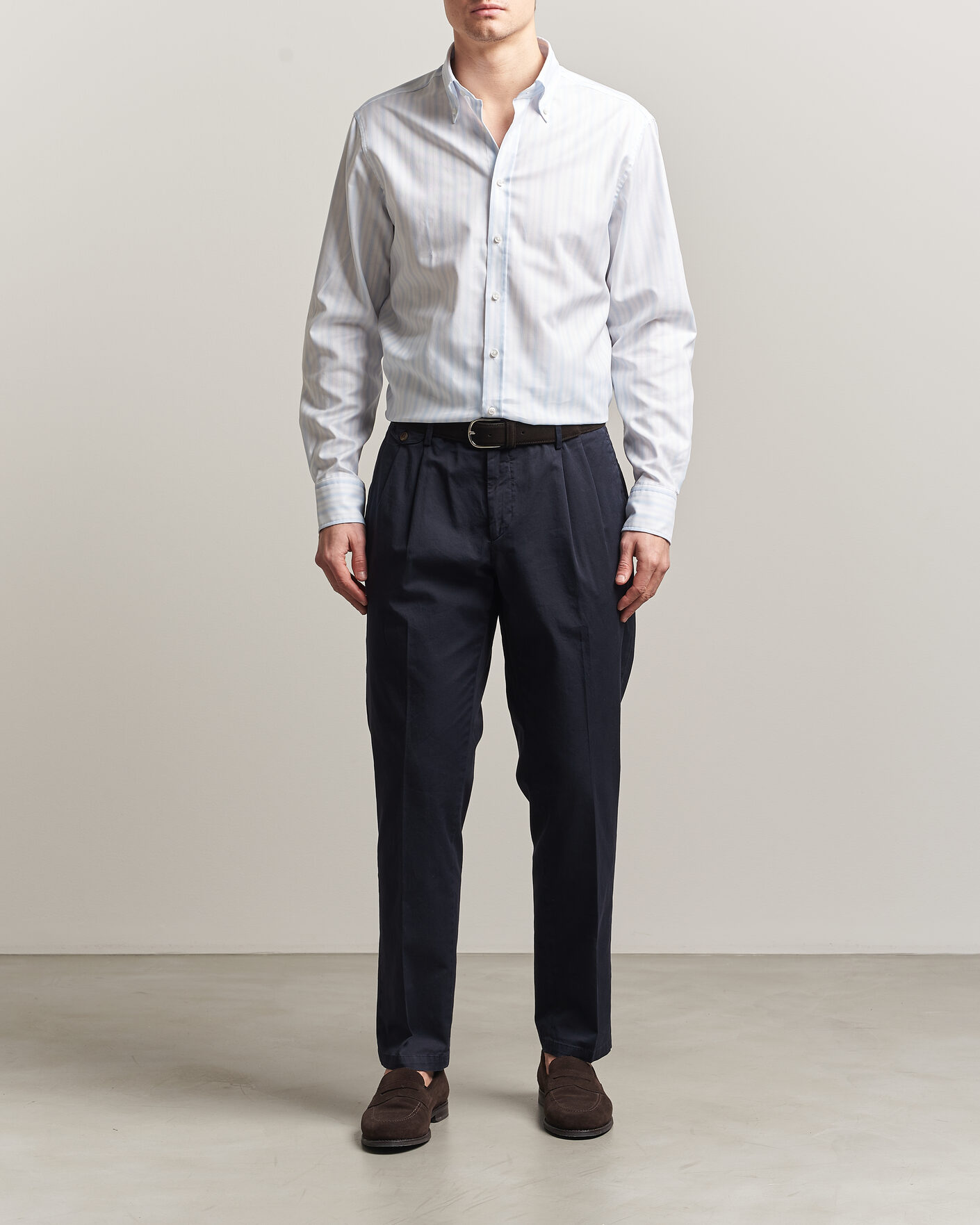 Herre | Skjorter | Stenströms | Regular Fit Striped Oxford Shirt Light Blue