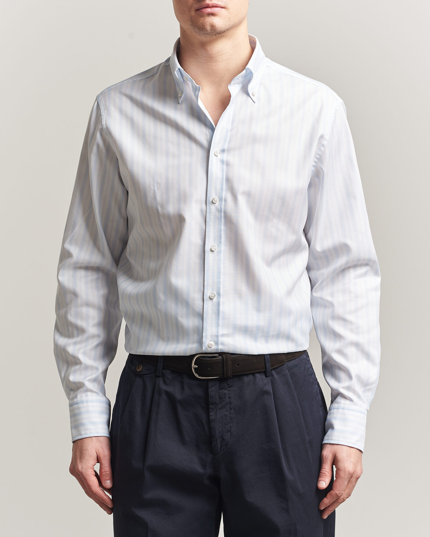 Herre | Skjorter | Stenströms | Regular Fit Striped Oxford Shirt Light Blue