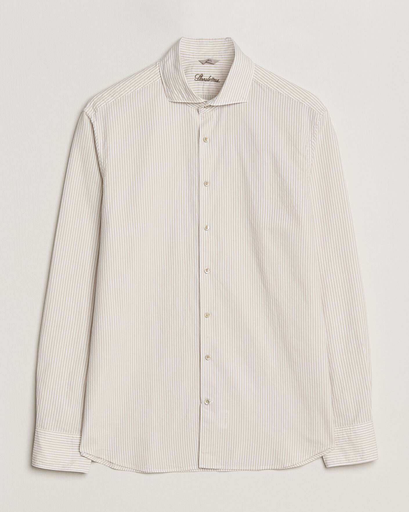 Herre | Skjorter | Stenströms | Regular Fit Structured Stripe Shirt Beige