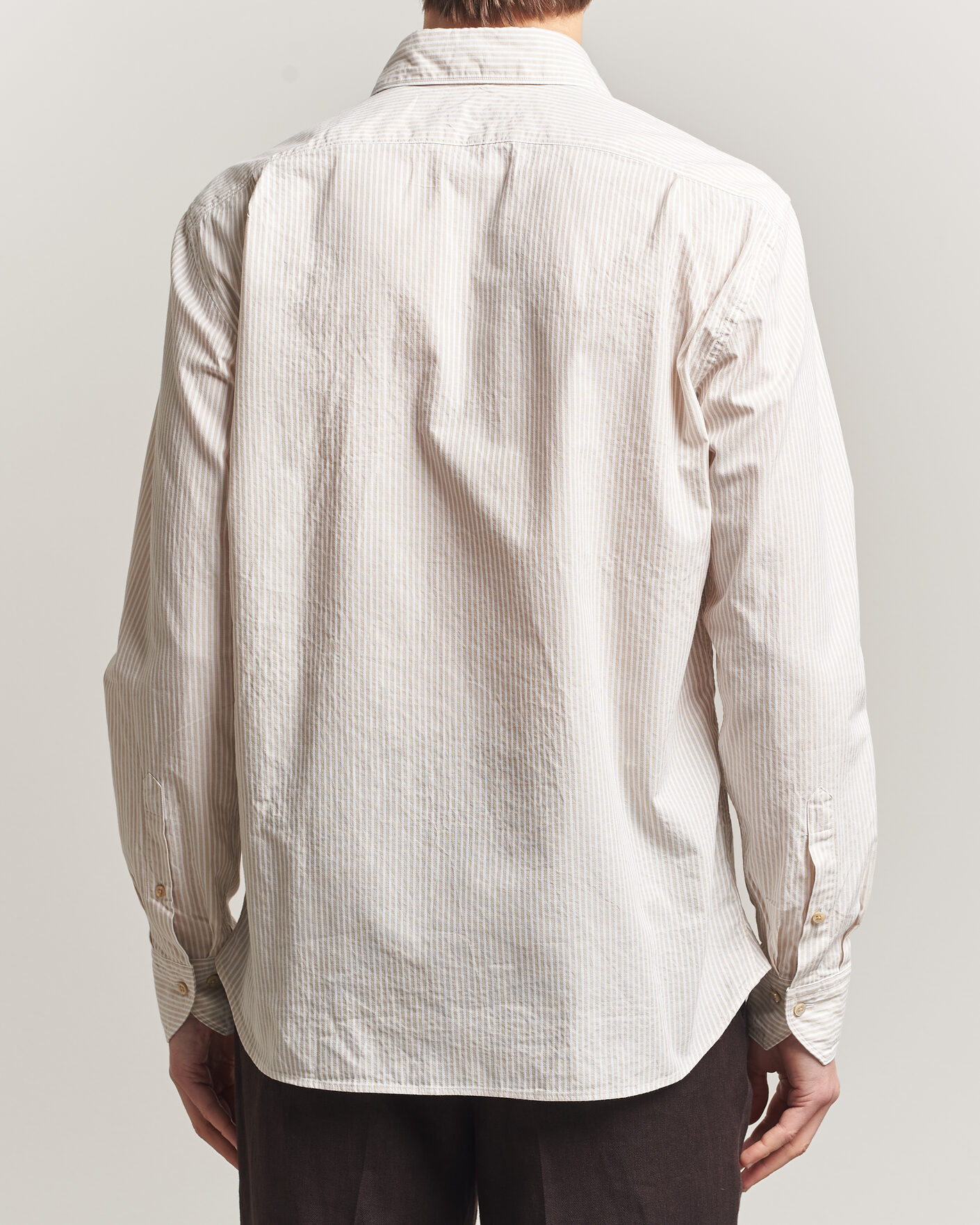 Herre | Skjorter | Stenströms | Regular Fit Structured Stripe Shirt Beige
