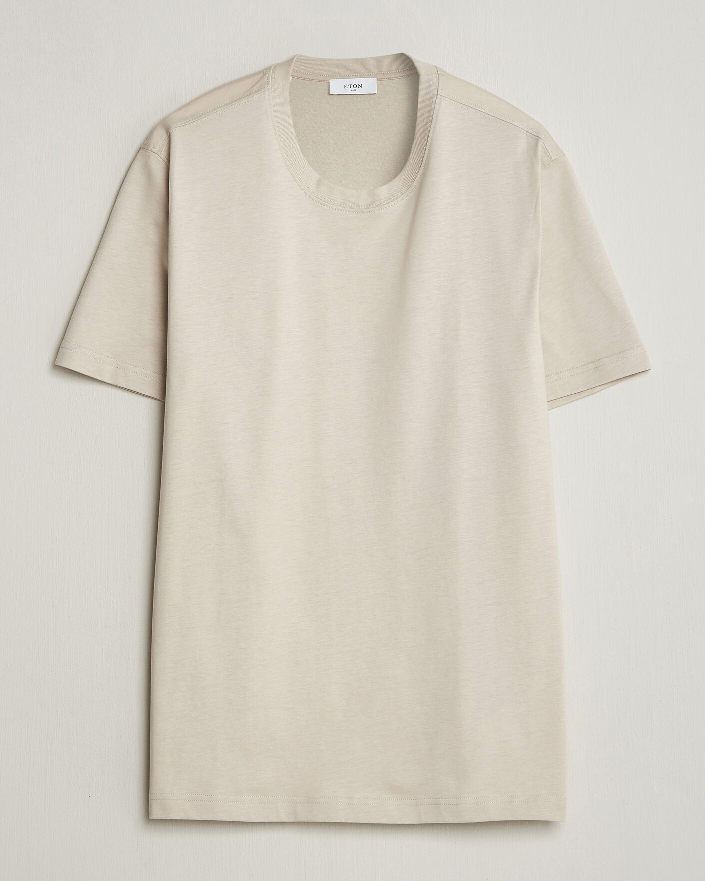 Herre | T-Shirts | Eton | Supima Cotton Crew Neck T-Shirt Beige