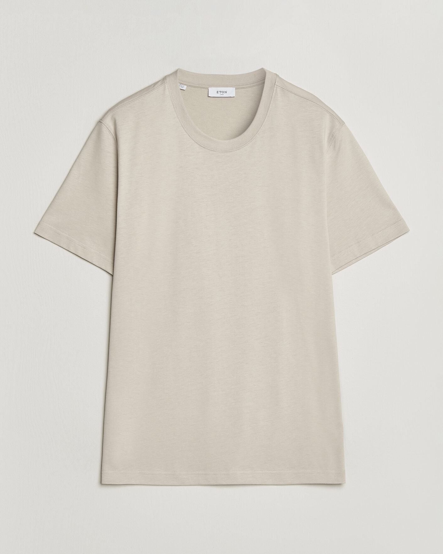 Herre | T-Shirts | Eton | Supima Cotton Crew Neck T-Shirt Beige
