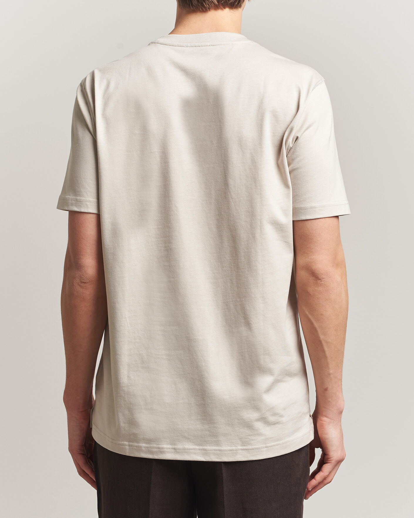 Herre | T-Shirts | Eton | Supima Cotton Crew Neck T-Shirt Beige