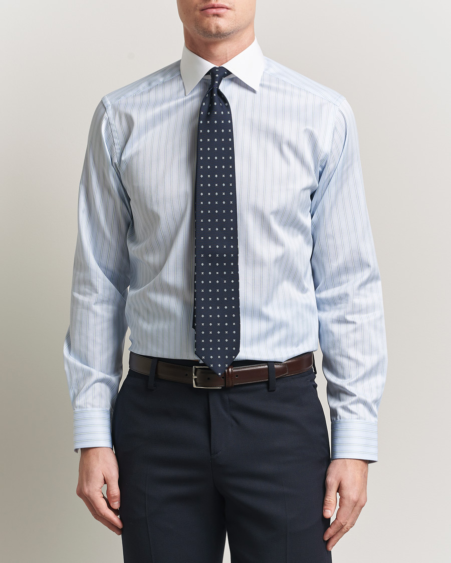 Herre | Skjorter | Eton | Slim Fit Signature Twill Striped Shirt Light Blue