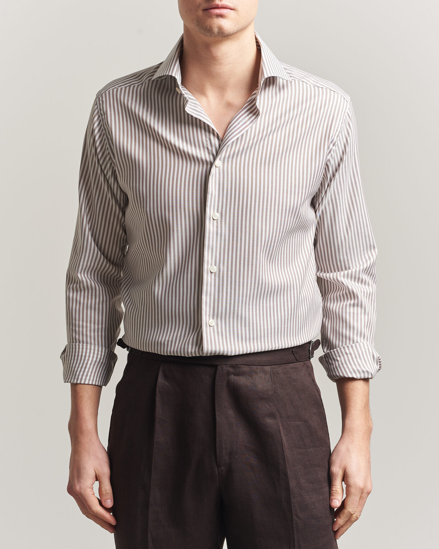 Herre | Skjorter | Eton | Slim Fit Signature Oxford Striped Shirt Beige